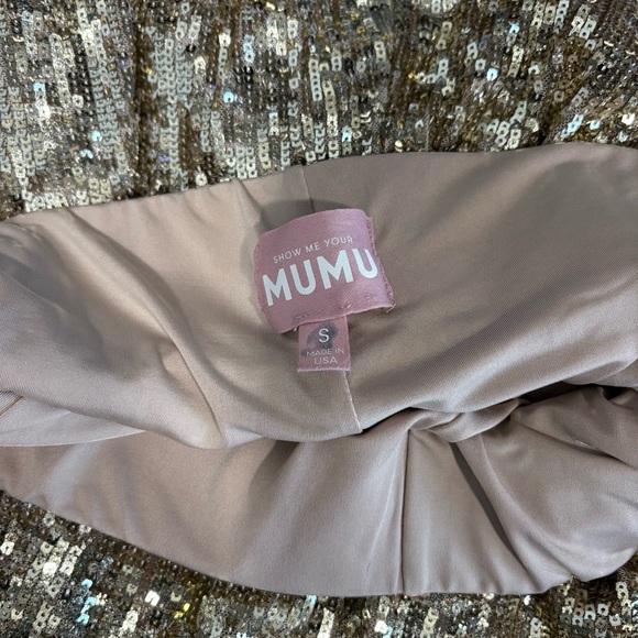 Show Me Your Mumu Mercury Bells gold sequin flare pants - Picture 9 of 9